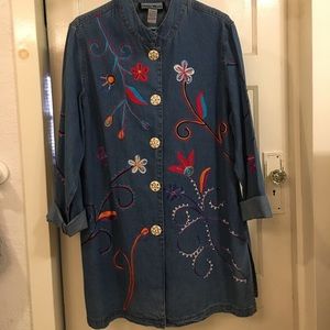 Indigo Moon Vintage Embroidered Jean Jacket